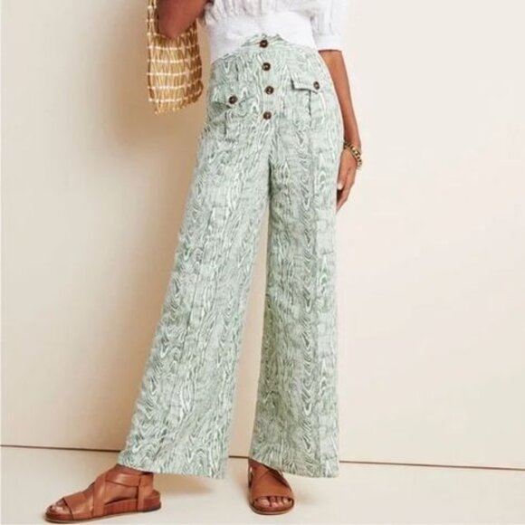 Anthropologie CEO Collective Arbor Wide-Leg Pants Green Sz S